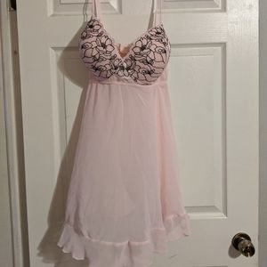 Pink and black lace nighty